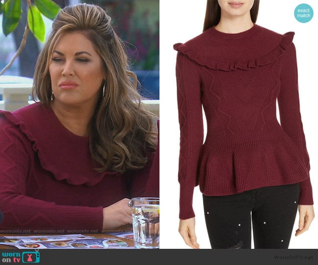 Elsahi Yoke Detail Peplum Sweater by Ted Baker worn by Emily Simpson on The Real Housewives of Orange County