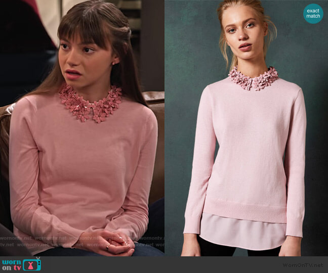 Molly’s pink floral collar sweater on No Good Nick