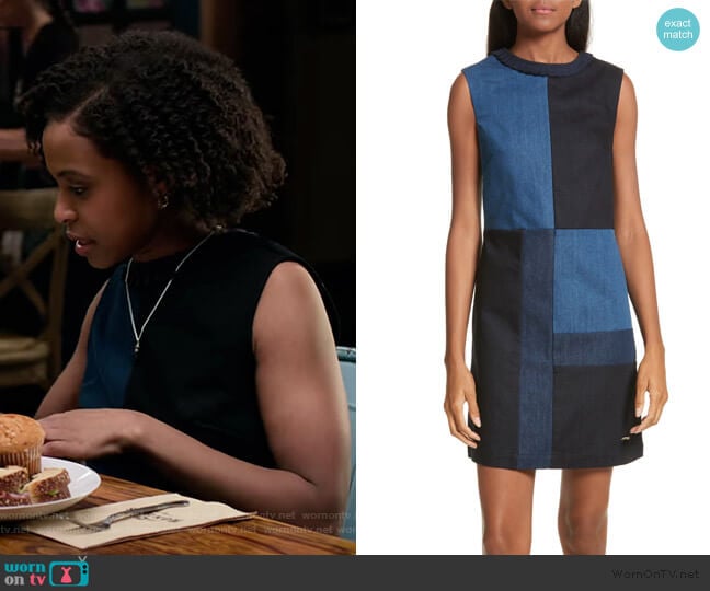 Morfee London Colorblock Denim A-Line Dress by Ted Baker worn by Ani (Grace Saif) on 13 Reasons Why