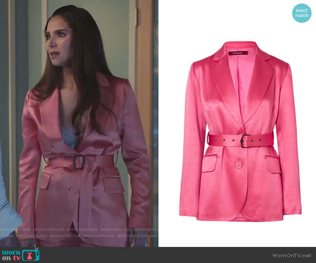 WornOnTV: Gigi’s pink satin belted suit on Grand Hotel | Roselyn ...