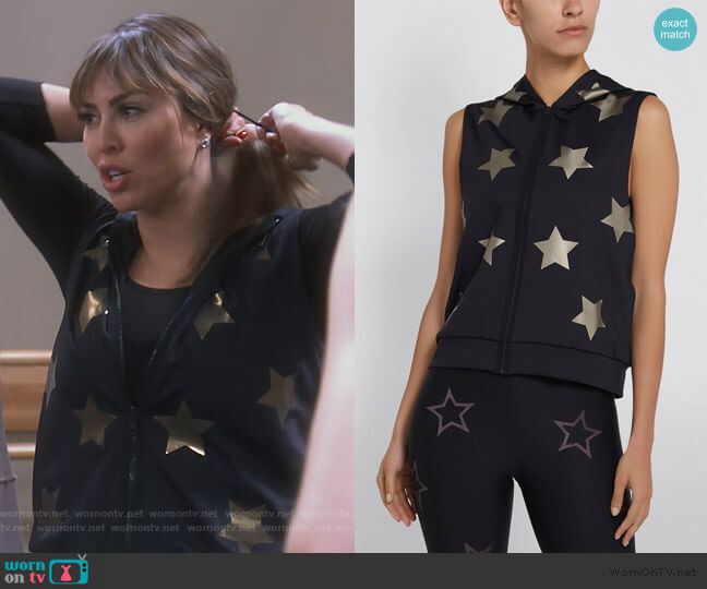 Star Print Sleeveless Hoodie by Ultracor worn by Kelly Dodd on The Real Housewives of Orange County