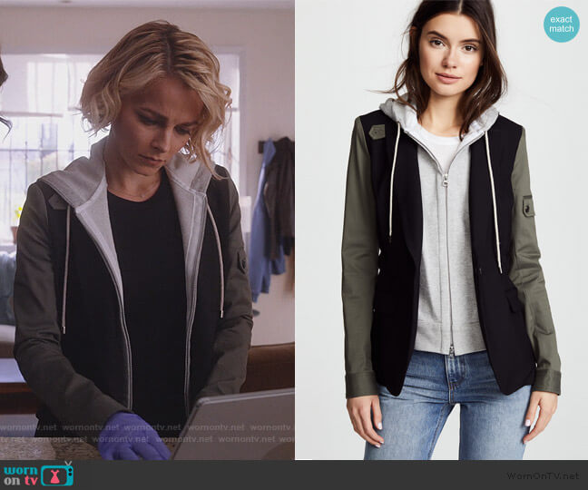 Lizzie’s colorblock hooded jacket on Instinct