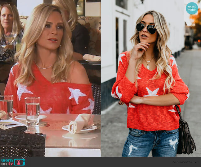 Lucky Stars Sweater by Vici worn by Tamra Judge on The Real Housewives of Orange County