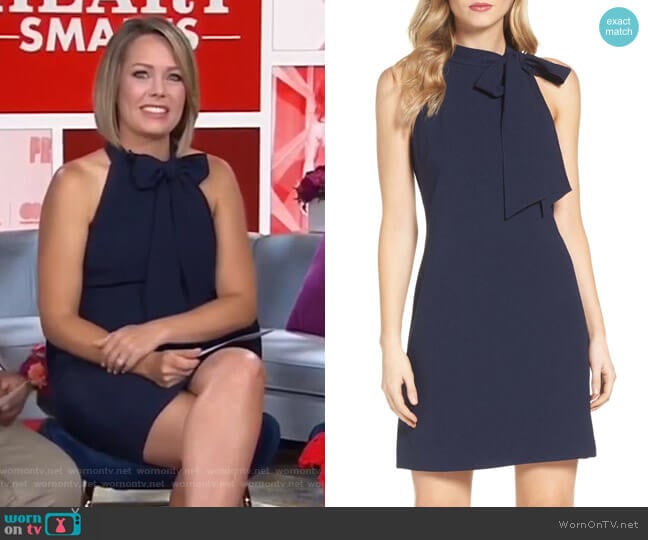 WornOnTV: Dylan’s navy tie neck mini dress on Today | Dylan Dreyer ...