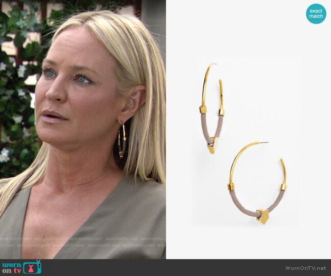 Vince Camuto Summer Warrior Hoop Earrings worn by Sharon Newman (Sharon Case) on The Young and the Restless