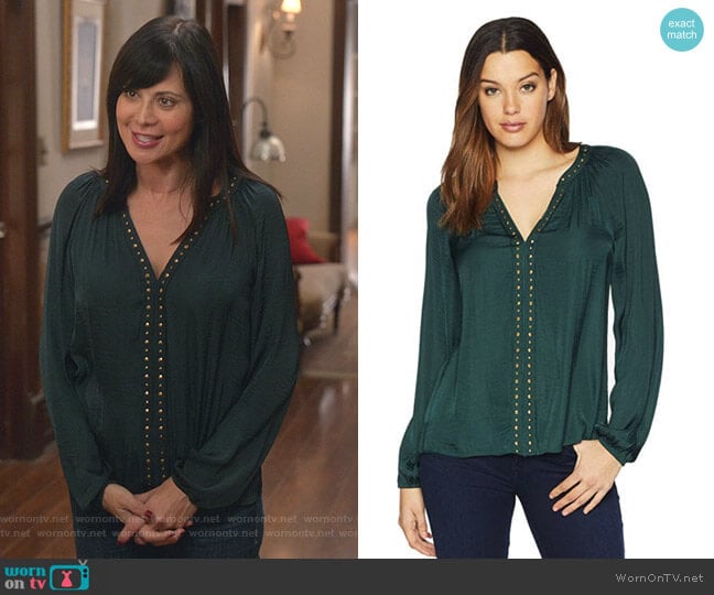 Rumple Stud Trim Blouse by Vince Camuto worn by Cassandra Nightingale (Catherine Bell) on Good Witch