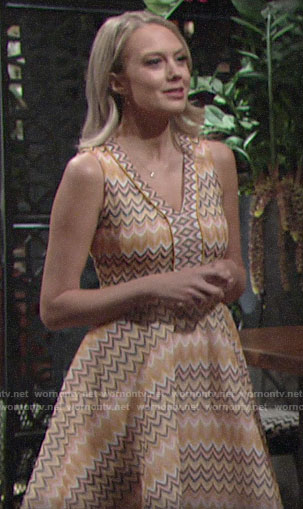 Abby’s orange scalloped stripe dress on The Young and the Restless