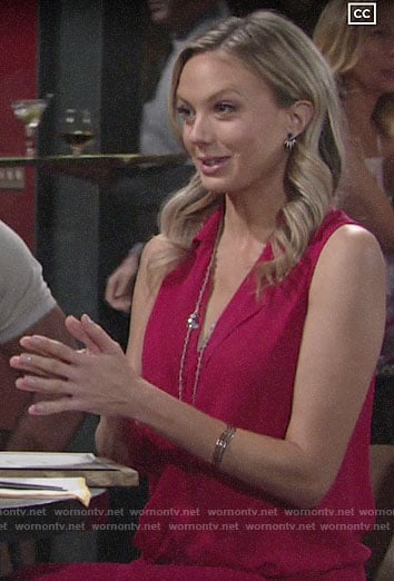 Abby’s pink draped top and jeans on The Young and the Restless