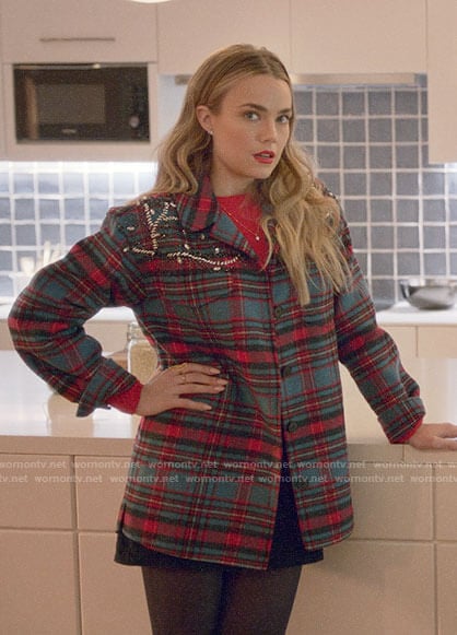 Ainsley’s plaid embellished jacket on Four Weddings and a Funeral