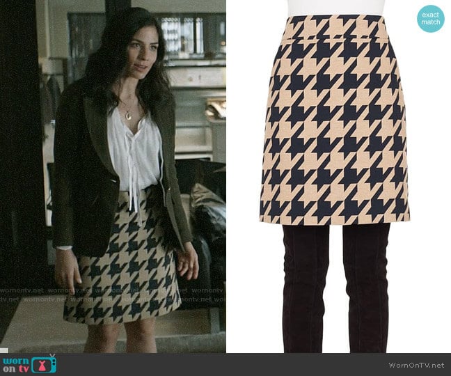 Akris Punto A-Line Houndstooth Skirt worn by Yoli Castillo (Isabel Arraiza) on Pearson