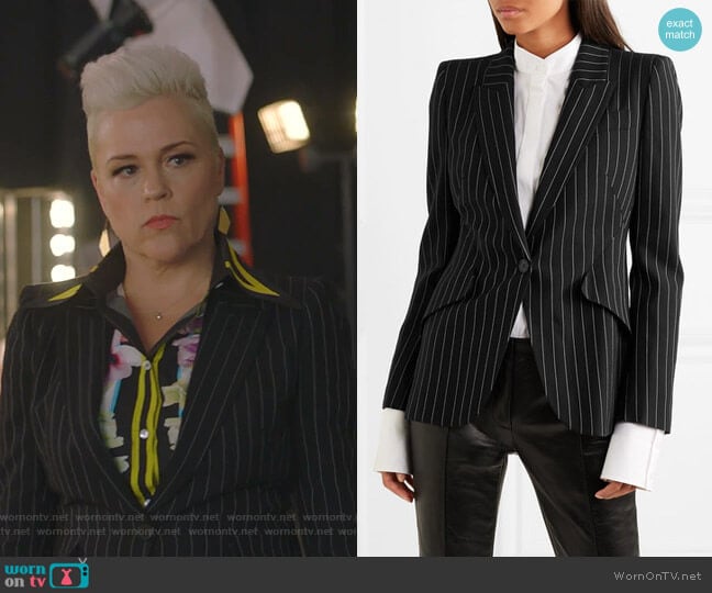 Pinstriped Blazer by Alexander McQueen worn by Christine Elise (Christine Elise) on BH90210