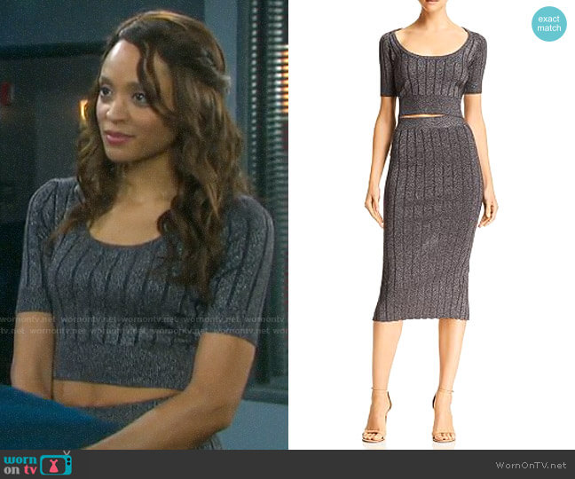 WornOnTV: Lani’s metallic knit crop top and skirt set on Days of our ...