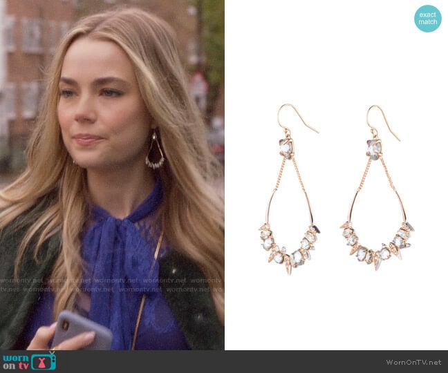 Alexis Bittar Crystal Encrusted Mosaic Drop Earrings worn by Ainsley Howard (Rebecca Rittenhouse) on Four Weddings and a Funeral