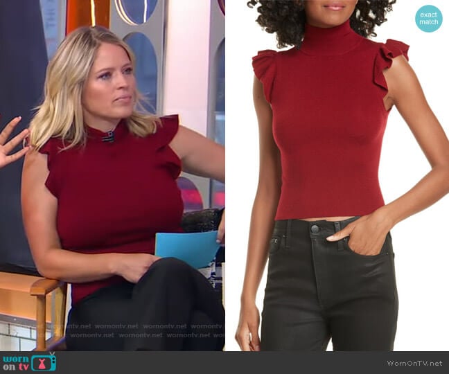 WornOnTV: Sara’s red ruffled top on GMA Strahan Sara And Keke | Sara ...