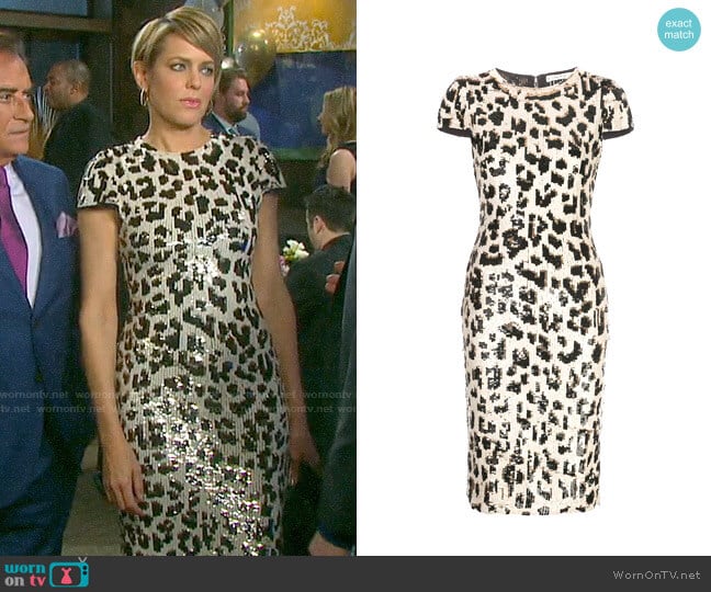 Alice + Olivia Nat Sequin Leopard Dress worn by Nicole Walker (Arianne Zucker) on Days of our Lives