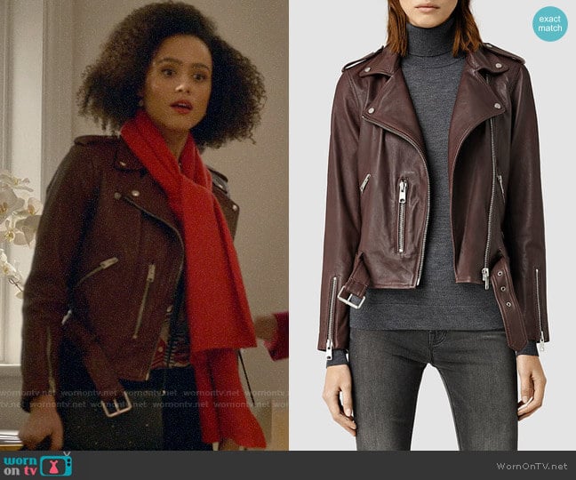 WornOnTV: Maya’s burgundy leather jacket on Four Weddings and a Funeral ...