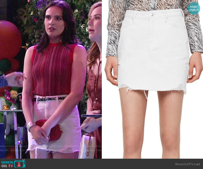 All Saints Betty Denim Skirt worn by Tessa Porter (Cait Fairbanks) on The Young and the Restless