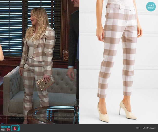 Cropped Gingham Skinny Pants by Altuzarra worn by Kelsey Peters (Hilary Duff) on Younger