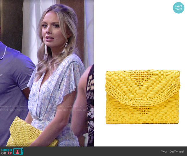 Banana Republic Yellow Straw Clutch worn by Abby Newman (Melissa Ordway) on The Young and the Restless