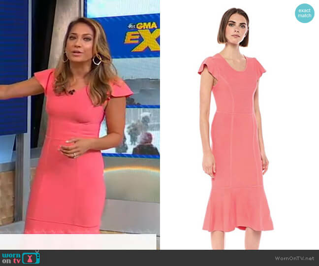 Short Sleeve Fluted Bodycon Dress by Bcbgmaxazria worn by Ginger Zee  on Good Morning America