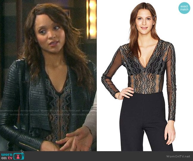 Bcbgmaxria Theo Lace Bodysuit worn by Lani Price (Sal Stowers) on Days of our Lives