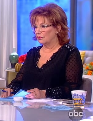 Joy’s black mesh embellished blouse on The View