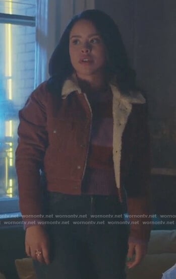 Mariana’s brown shearling jacket on Good Trouble