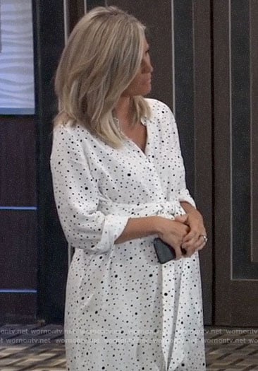 Carly’s white polka dot maternity dress on General Hospital
