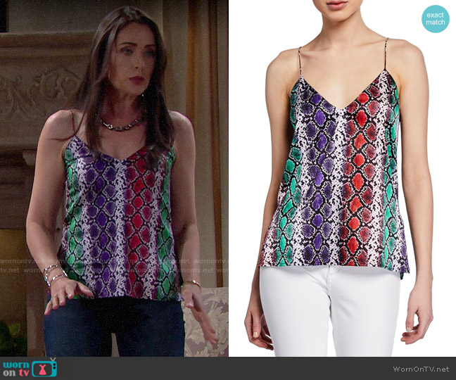 Caroline Constas Snake-Print Slip Tank worn by Quinn Fuller (Rena Sofer) on The Bold and the Beautiful