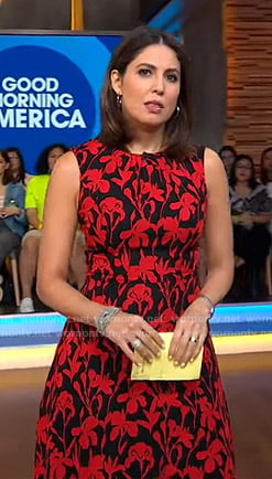 Cecilia’s black and red floral dress on Good Morning America