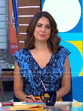 Cecilia’s blue floral ruffled top on Good Morning America