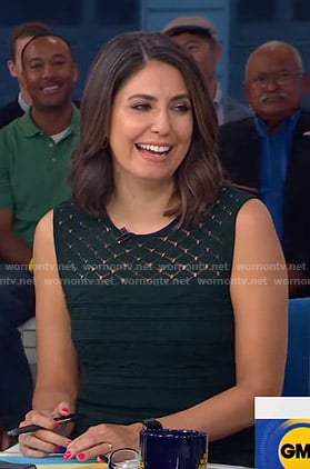 Cecilia’s green sleeveless knit dress on Good Morning America