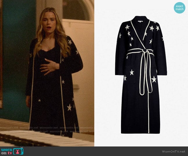 Chinti & Parker Star-intarsia cashmere dressing gown worn by Ainsley Howard (Rebecca Rittenhouse) on Four Weddings and a Funeral