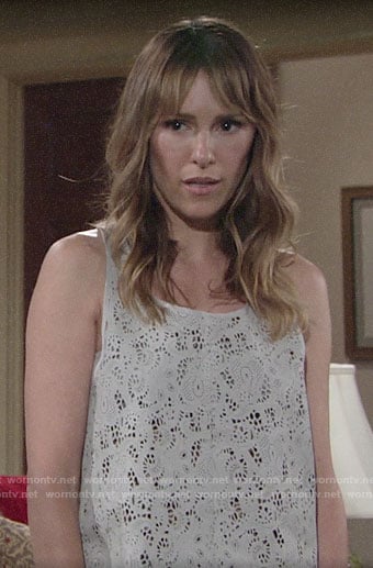 Chloe's lasercut eyelet tank top on The Young and the Restless