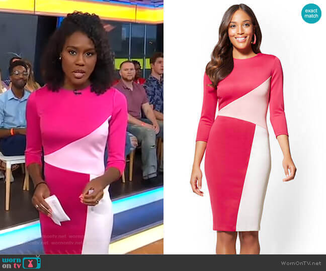 WornOnTV: Janai’s pink colorblock dress on Good Morning America | Janai ...