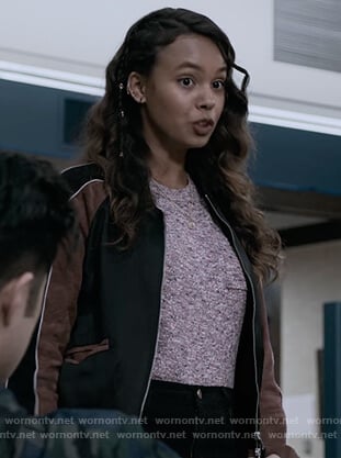 Wornontv Jessicas Colorblock Leather Bomber Jacket On 13 Reasons