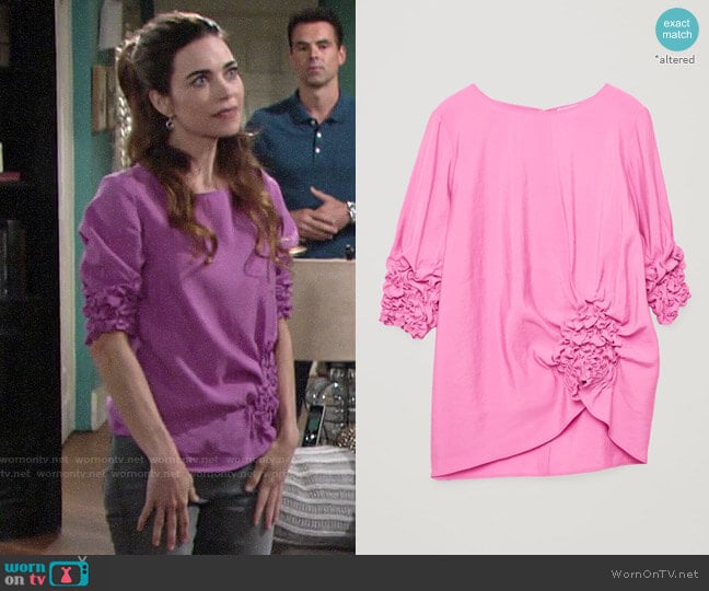 Cos Draped Top with Gathering worn by Victoria Newman (Amelia Heinle) on The Young and the Restless