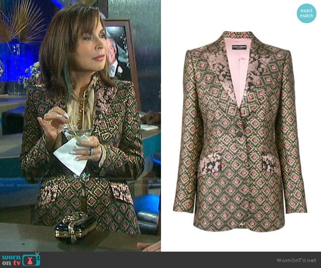 Dolce & Gabbana Brocade Blazer worn by Kate Roberts (Lauren Koslow) on Days of our Lives