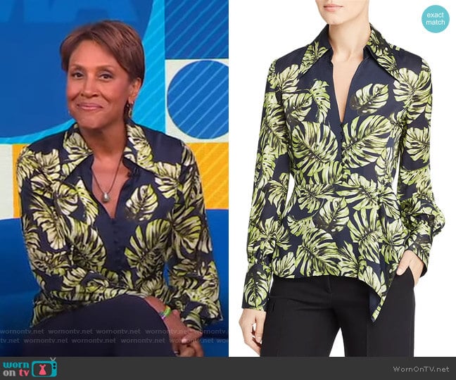 WornOnTV: Robin’s leaf print blouse on Good Morning America | Robin ...