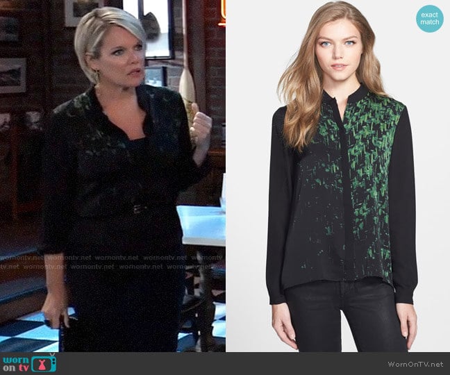 Elie Tahari Chelsea Blouse worn by Ava Jerome (Maura West) on General Hospital