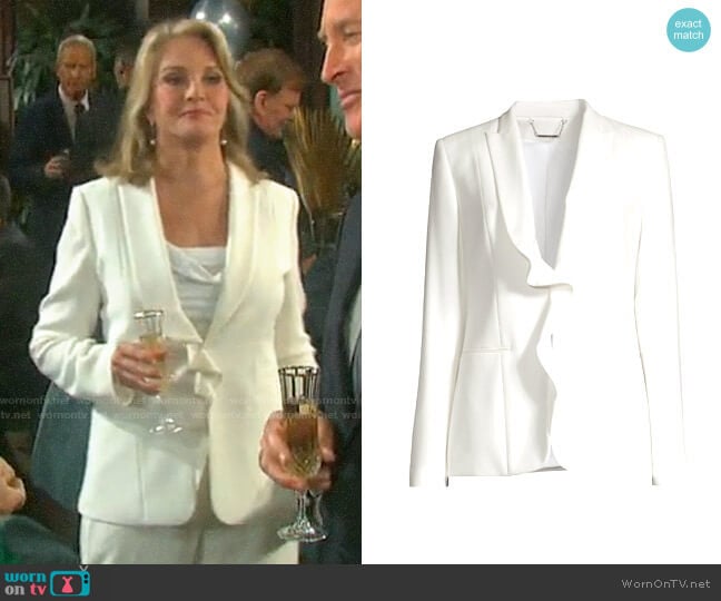 Elie Tahari Selena Ruffled Jacket worn by Marlena Evans (Deidre Hall) on Days of our Lives