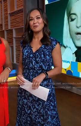 Eva’s blue floral ruffled dress on Good Morning America