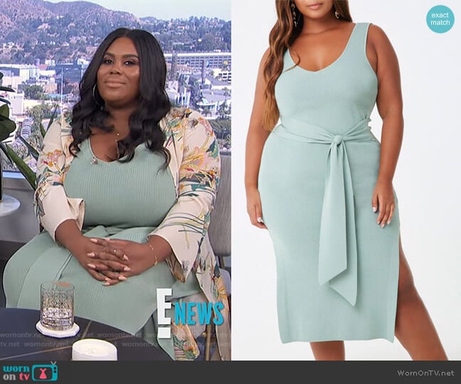 Plus Size Ribbed Self-Tie Dress by Forever 21 worn by Nina Parker on E! News