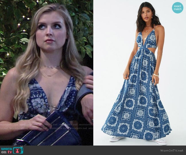 Forever 21 Paisley Print Halter Maxi Dress worn by Zoe Hardisty (Anna Grace Barlow) on The Young and the Restless