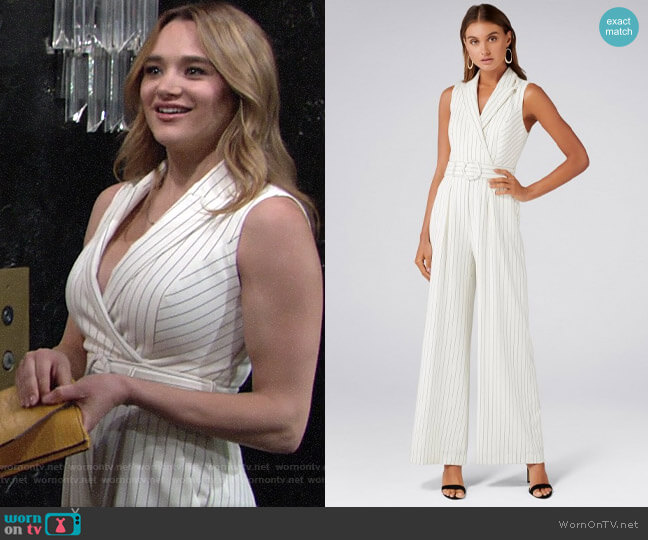 Ever New Farrah Stripe Tux Jumpsuit worn by Summer Newman (Hunter King) on The Young and the Restless