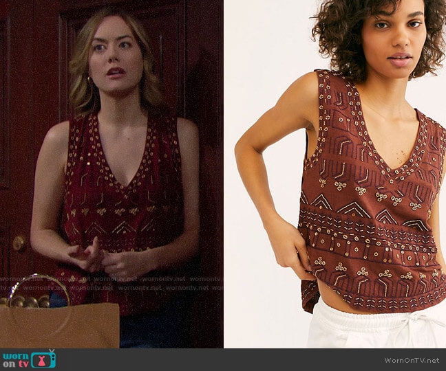 Free People Diamond In The Rough Tank worn by Hope Logan (Annika Noelle) on The Bold and the Beautiful
