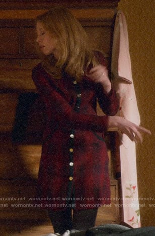 Gemma’s plaid button front dress on Four Weddings and a Funeral