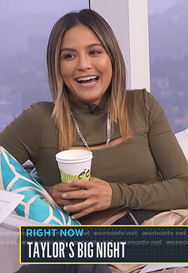 Erin’s green cutout cropped top on Live from E!