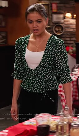 Nick’s green floral wrap top on No Good Nick