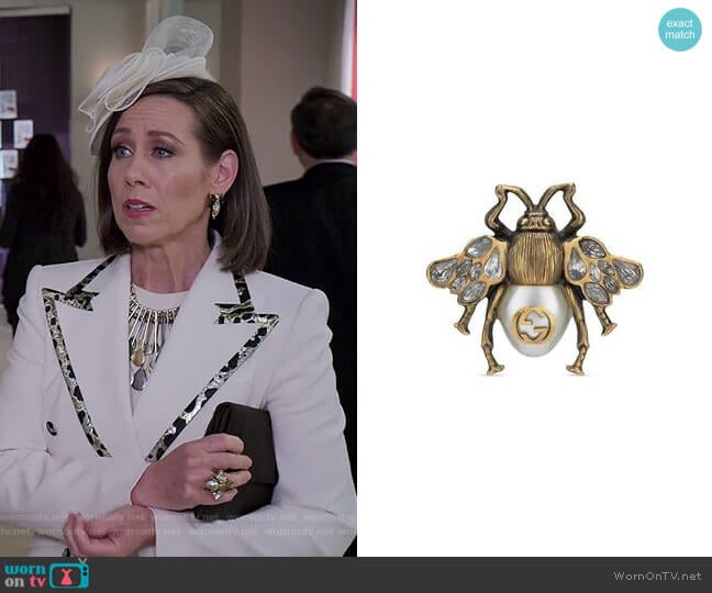 Bee Ring with Crystals and Pearl by Gucci worn by Diana Trout (Miriam Shor) on Younger